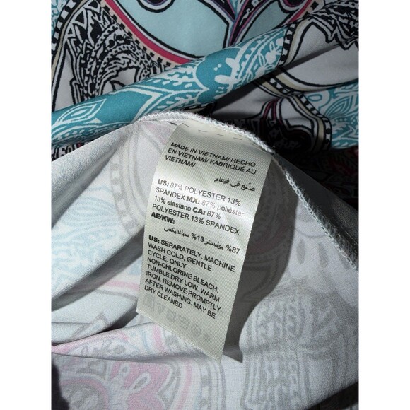 Chico's Zenergy Paisley Print Full Zip Windbreaker Jacket Blue Pink Size 2 / L - Picture 7 of 7